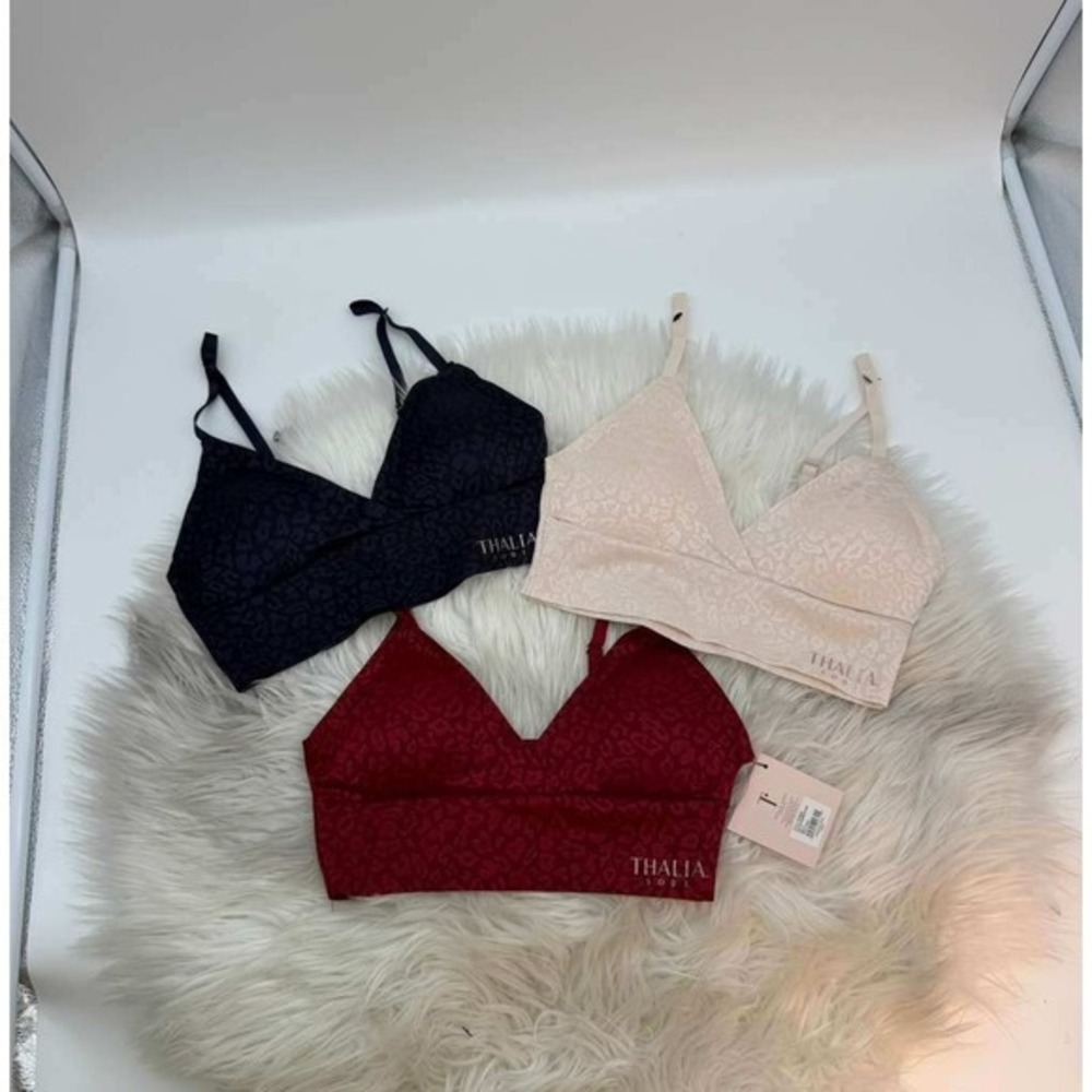 Thalia Sodi Seamless Bralette Set 3 Pack Black Red Nude Wireless Bras New Size L - Picture 2 of 9